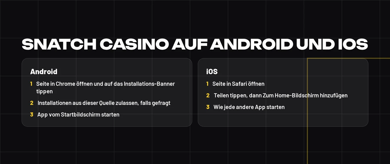 Richte Casino-App ein.